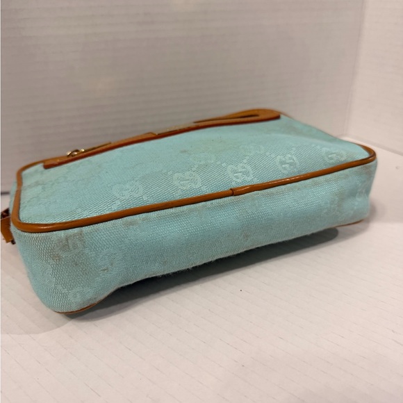Gucci Aqua and Tan Wristlet